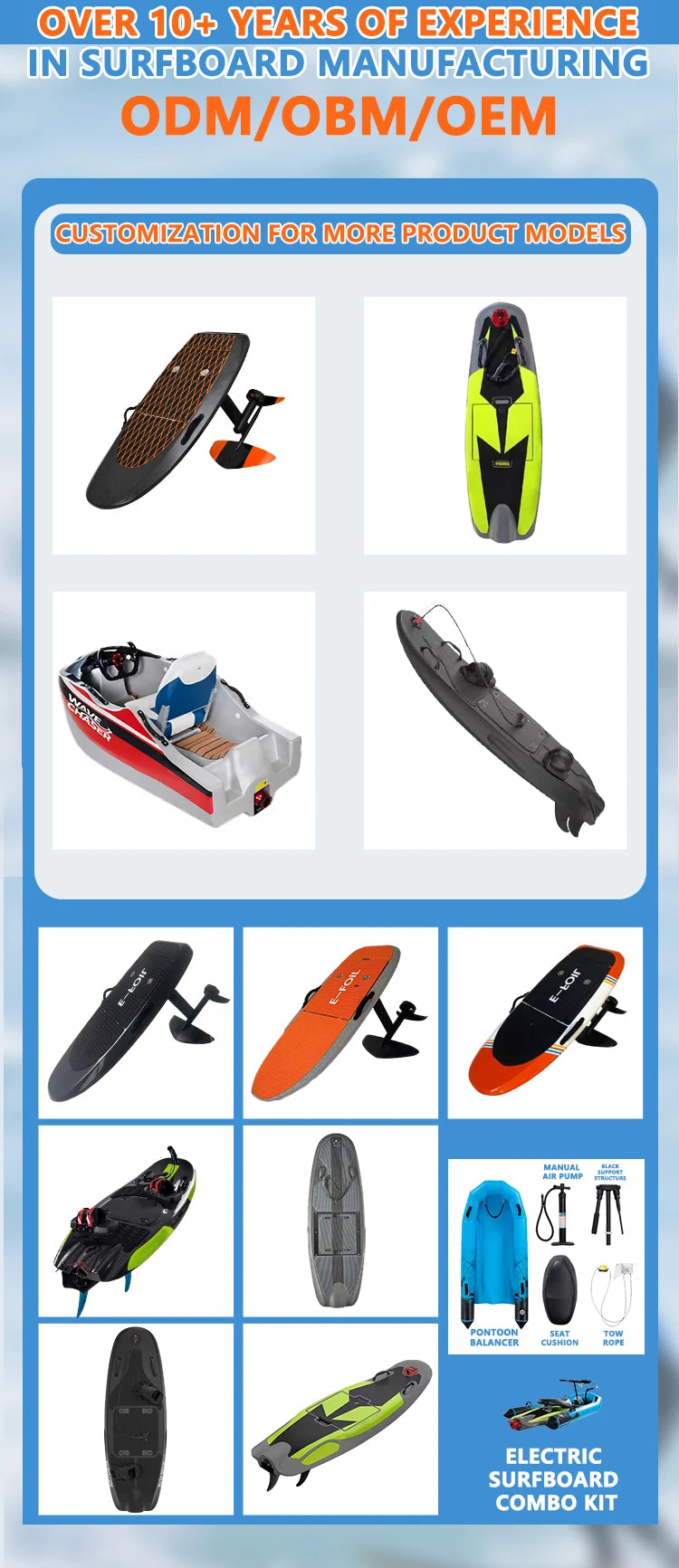 Electric Hydrofoil Board High Performance Standing Water E-Foil For Ocean Surfing