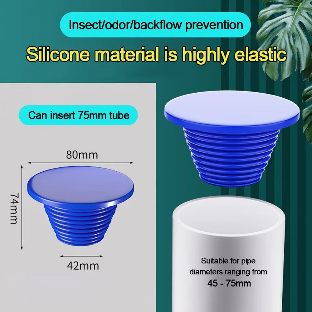 Durable Silicone Sewer Pipe Sealing Ring Water Pipe Plug Useful Anti Odor Floor Drain Kitchen Sink Replacement Stopper Bathtub