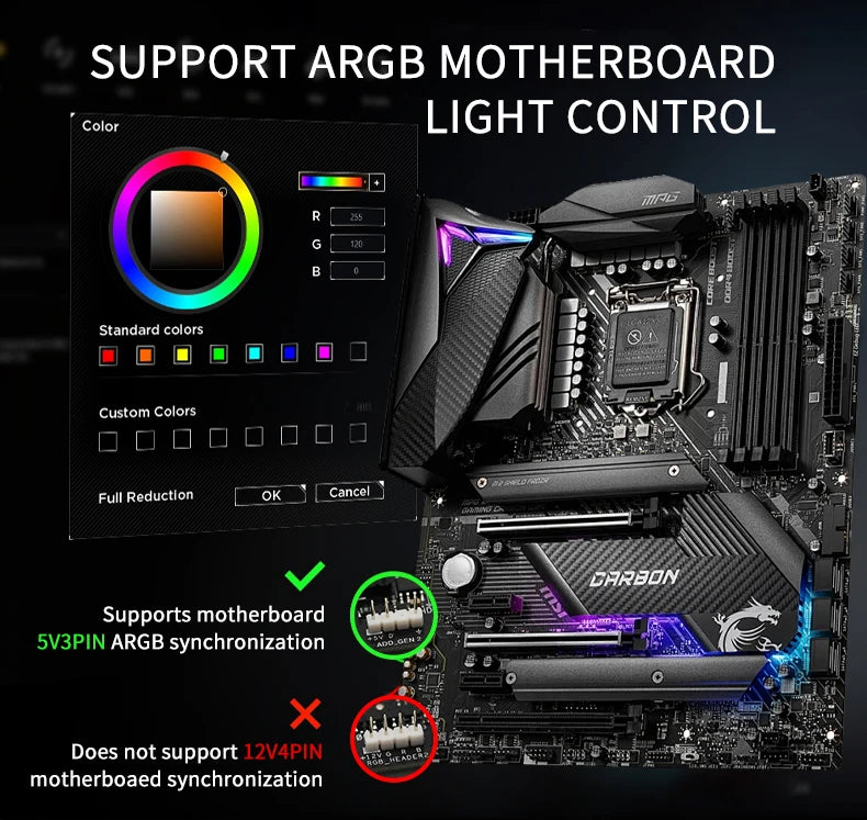 UPSIREN PF-14 V3 140mm chassis fan Motherboard lighting synchronization/ ARGB+PWM Case fans Reqular/Reverse version optiona
