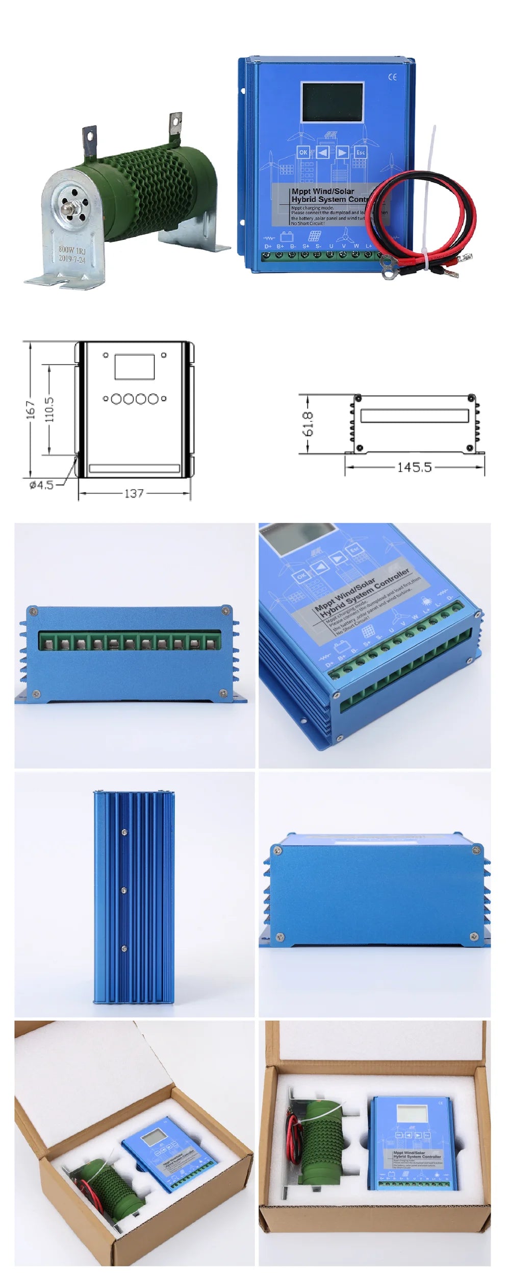 Factory Horizontal axis Wind Turbine 1000W 4000W With mppt controller Wind Solar Hybrid for Street Light Monitoring 12V/2V