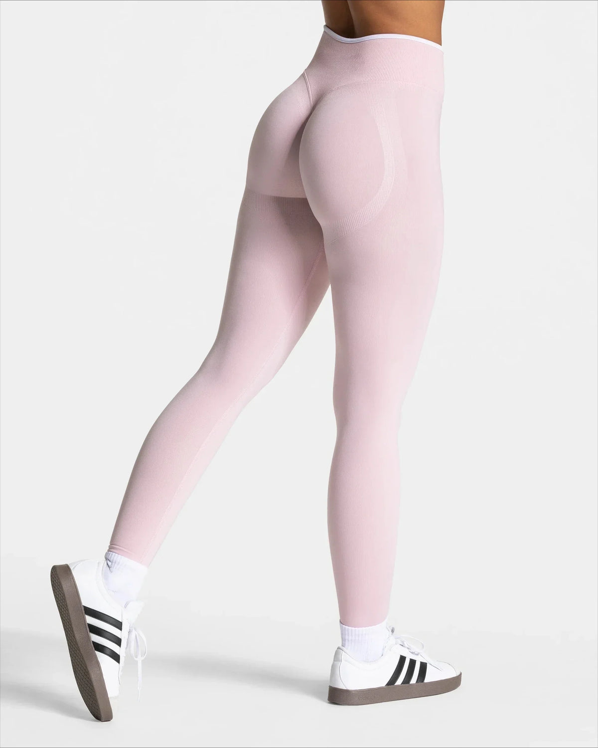 Women's Seamless Gym Solid Color Sports Pants White Edge Waist Tight High Waist Hip Lifting Yoga Pants Running Exercise Pants