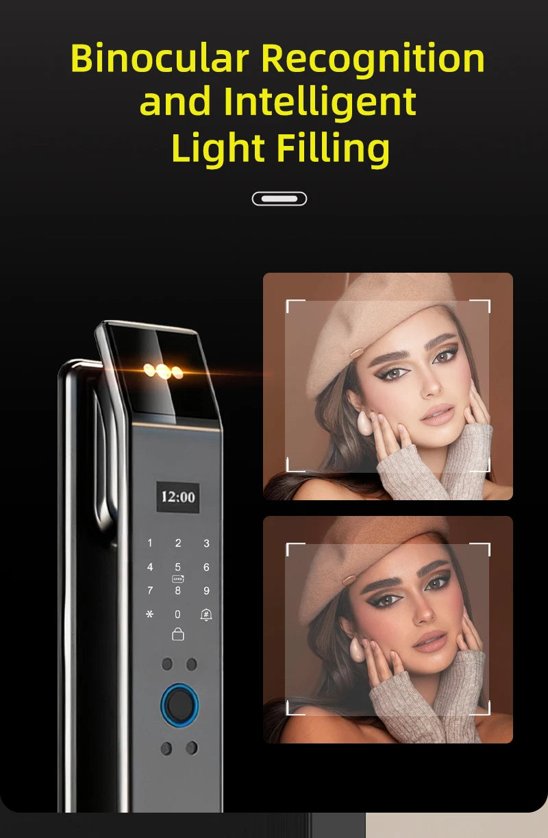 3D Face Recognition Fingerprint Password Smart Door Lock with  Remote Unlocking Wishome APP  Smart Lock Electronic door lock