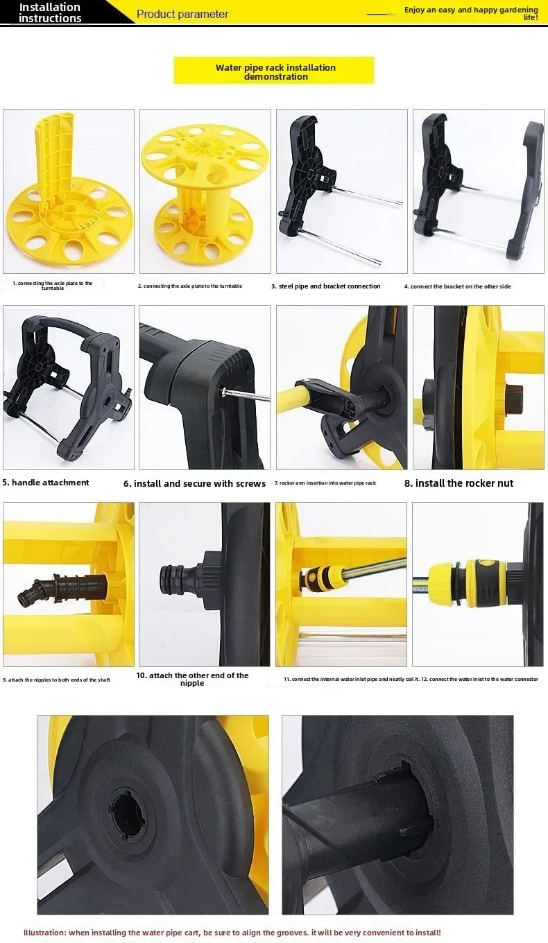 PVC Water Hose Pipe Reel Portable Garden Hose Reel Heavy Duty Cart with Cart for Car Wash Garden Irrigation Pipe Plant Flowers