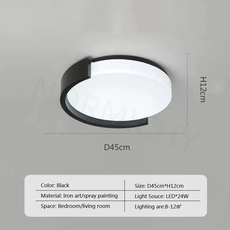 Modern Led Minimalist Nordic Black And White Room Main Light Living Room Circular Ceiling Light New Home Appliance Light Fixture