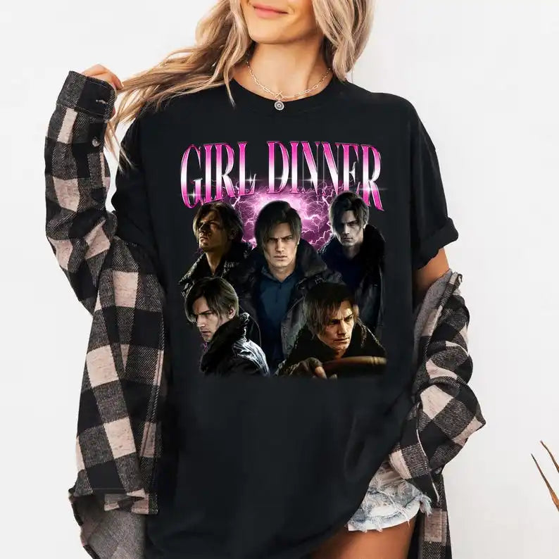 9 Requiem Leon S. Kennedy Girl Dinner Cotton  Game  Black shirt
