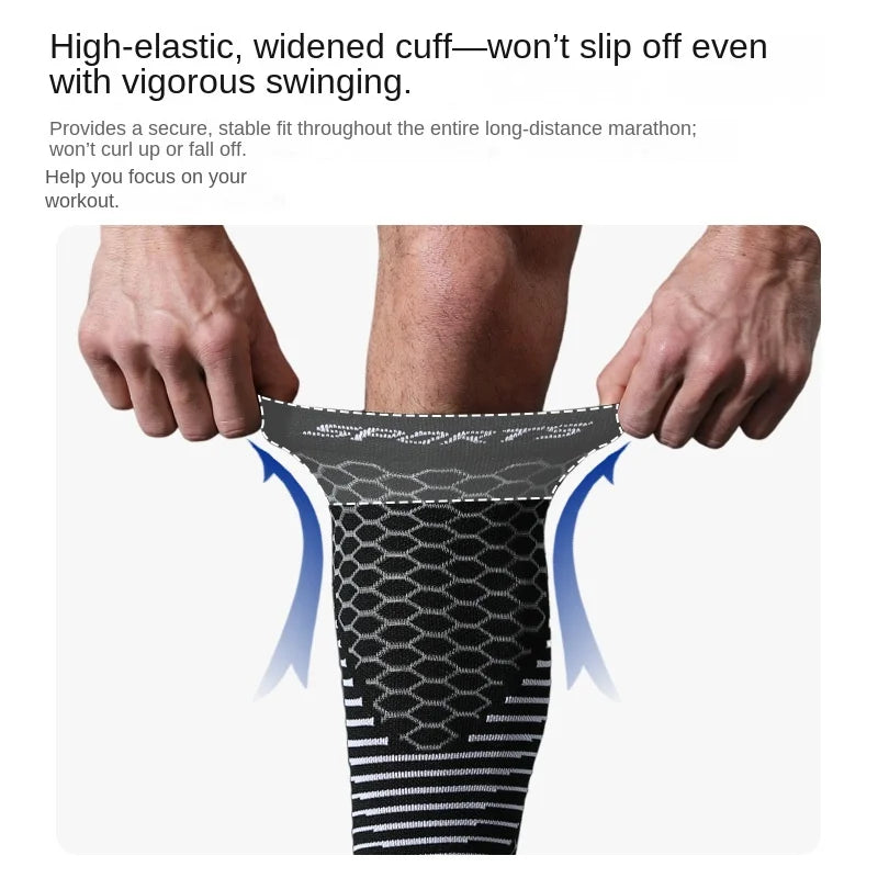 Sports Calf Compression Leg Sleeves for Running, Elastic Anti-Fatigue Shin Guards for Men Women Breathable Athletic Leg Support