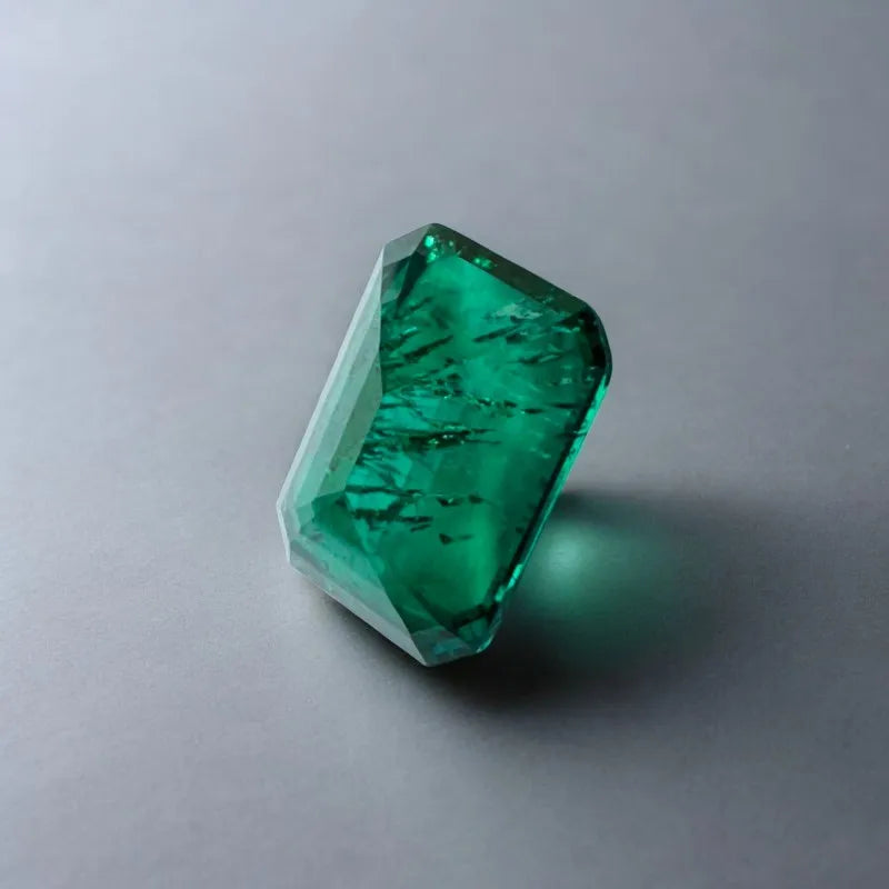 Top Lab Grown Zambia Emeralds Hydrothermal Emerald Hand Cut with Cracks Inclusions Inside Selectable  Certificate