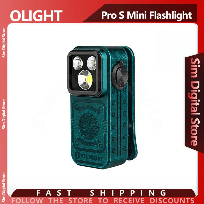 OLIGHT Pro S Mini Flashlight White/UV/Red/Green/Blue 5 Lights Magnetic Clip Clamp Lamp 600 Lumens Outdoor Portable Flashlight