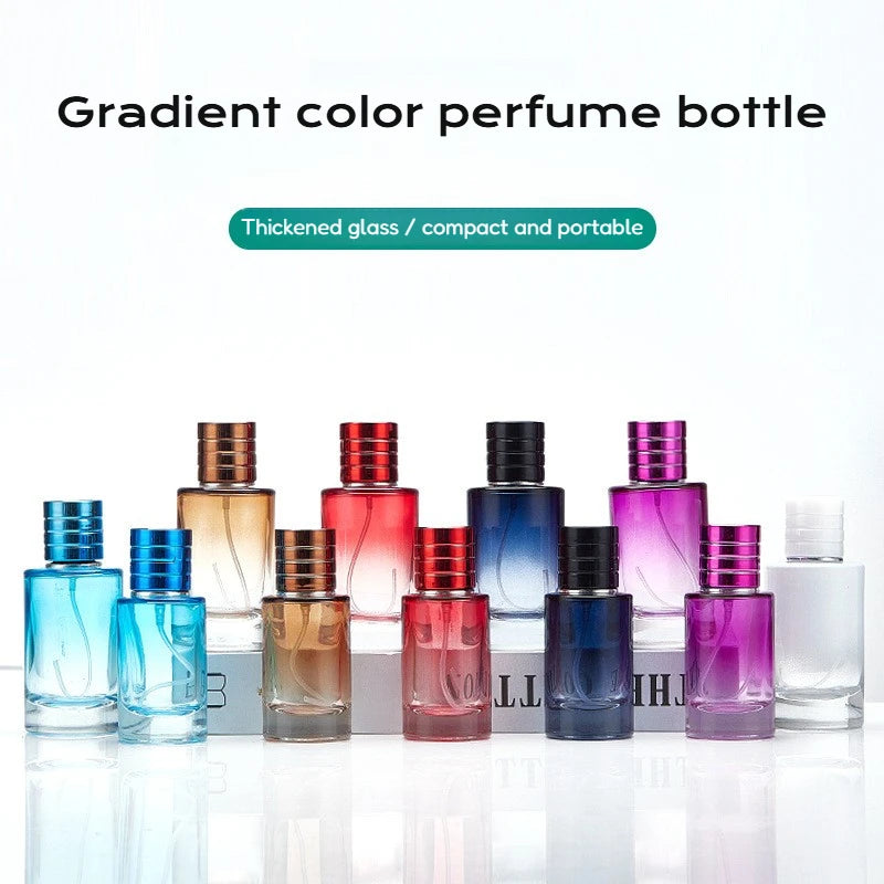 30ml 50ml Gradient Color Glass Refillable Perfume Bottle Portable Cosmetic Atomizer Sprayer Travel Essential Oil Container