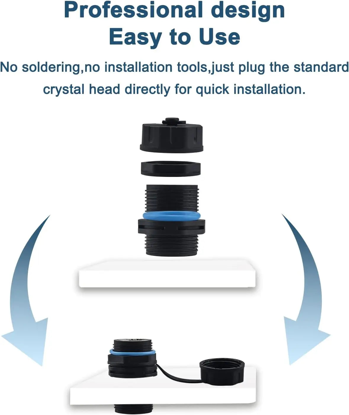 Panel Mounting Shielded CAT6 RJ45 Waterproof Connector Cat5e/6 8P8C Ethernet LAN Cable Coupler Adapter with Waterproof/Dust Cap