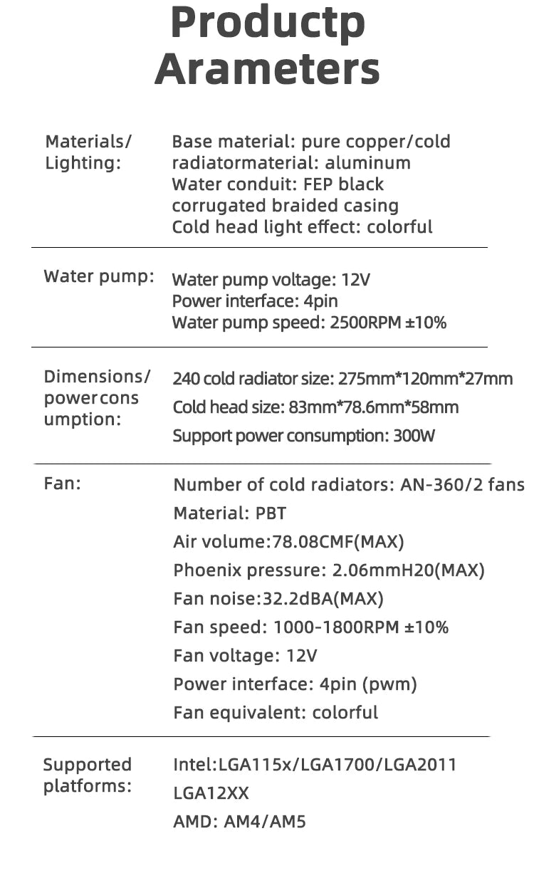 TEUCER AF-S120 Water Cooler 120mm RGB Fan Liquid Heatsink Integrated Radiator Cpu Cooling for Intel LGA115x 1200 1700 2011
