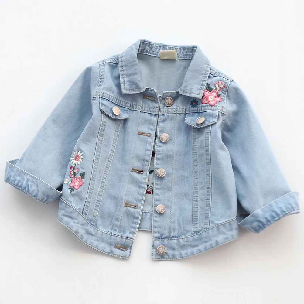 Girls Denim Jacket,Children's Cowboy Coat,Transition Jacket with Embroidered,Denim Coat,Outdoor Jeans Jacket for Spring Autumn