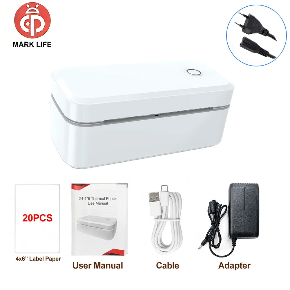 Marklife Thermal Label Printer X4 Small Shipping Label Printer For 4x6 Packages Printing Bluetooth & Automatic Label Recognition