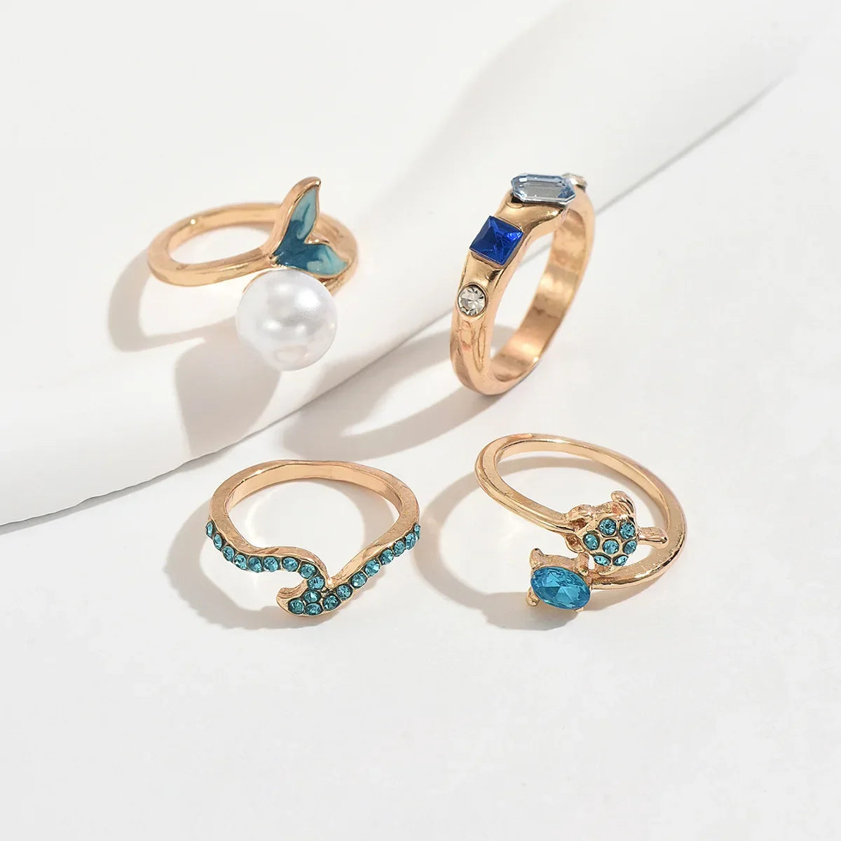 3pcs Set New Fashion 925 Sterling Silver Cute Guppy Ring Stacking Finger Ring, Animals Adjustable Open Rings Birthday Gift
