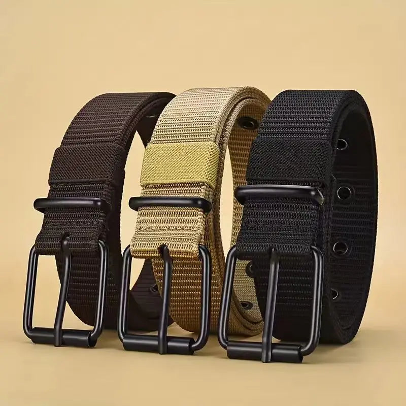 Men's Belt Porous Canvas Pin Buckle Leather Belt Outdoor Sports Belt Women's Trendy Eyelet Belt With Jeans Belt For Men Women