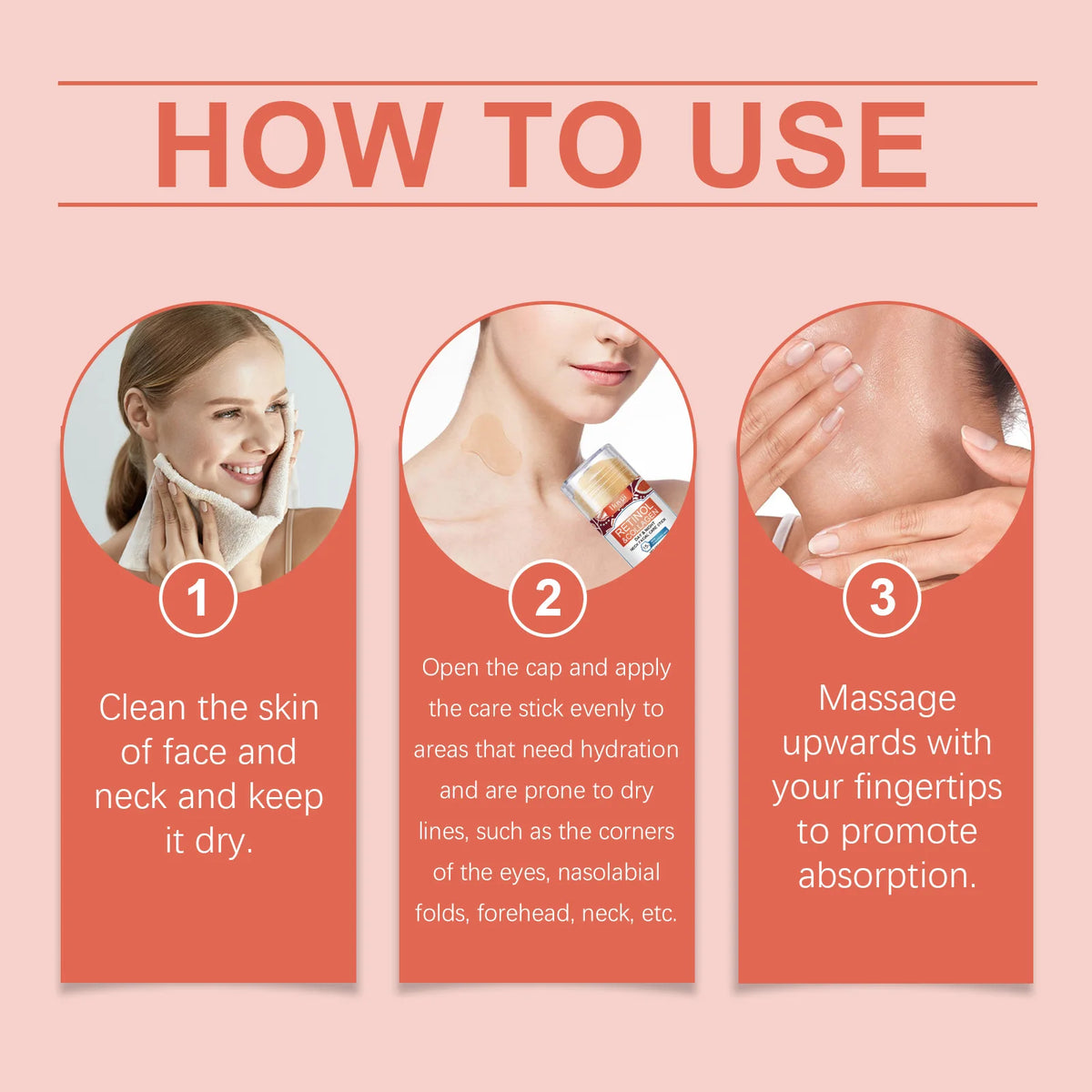 Retinol Collagen Neck and Face Care Stick Fast Hydrating 15% Hyaluronic Acid Anti Wrinkle Anti Aging Neck Line Cream Stick Smooth Fine Lines Sagging Skin Tightening Moisturizing Beauty Stick 40g,Multi Area Application