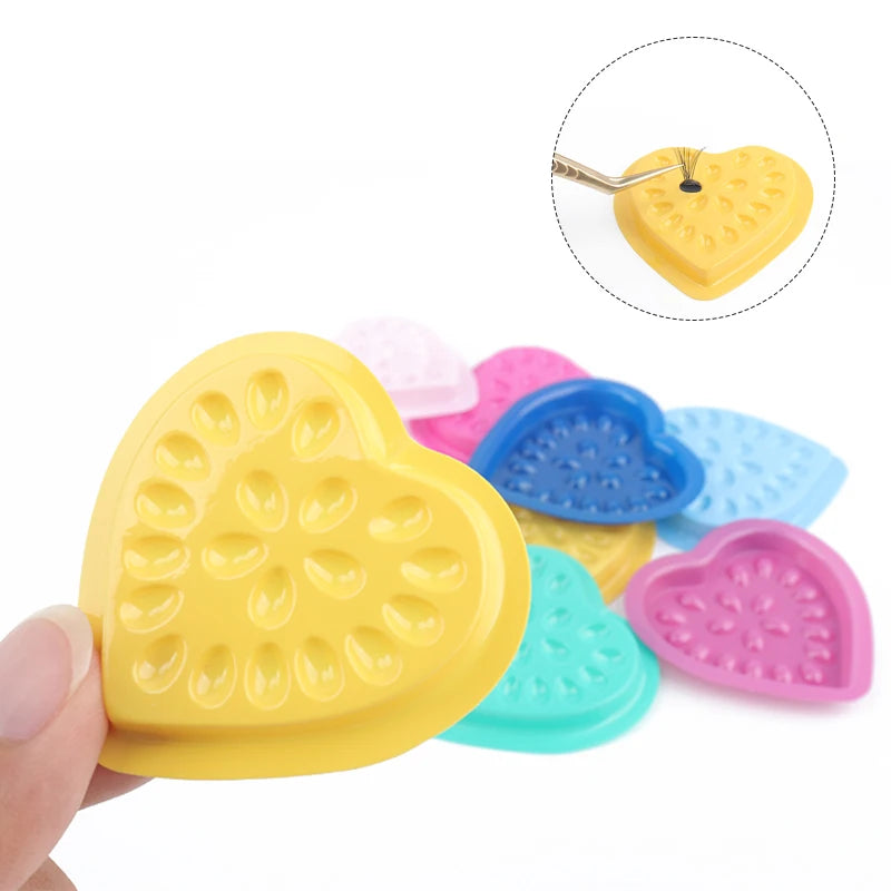 100 pcs Disposable Pvc Heart Shape Flower Holder Sticker Lash Glue Adhesive Pallet For Women Eyelash Extension Makeup Tools