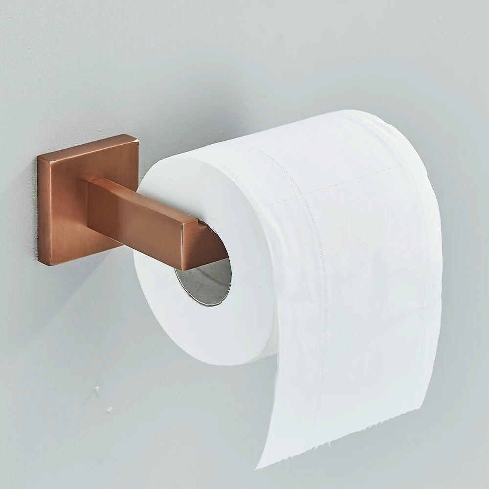 Rose Gold Bathroom Accessories Set Hardware Paper Holder Towel Bar Rack Rail Rod Robe Hook Hanger Wall Mount Brushed Rose Gold