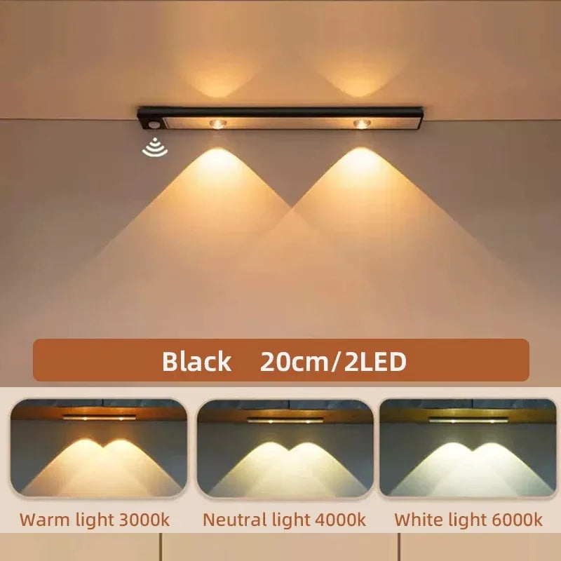 LED Ultra Thin Under Cabinet Lights Motion Sensor Night Light Wireless 3Color Dimmable For Kitchen Cabinet Bedroom Wardrobe Ligh