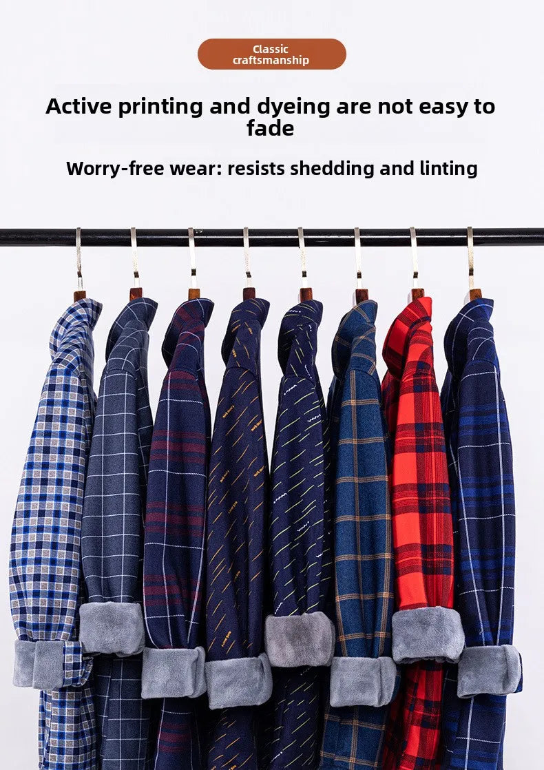 Men's Travel Casual Winter Double-Sided Fleece Warm Thickened Fleece Plaid Work Shirt Plus Size Extra Large Clothes Shirts