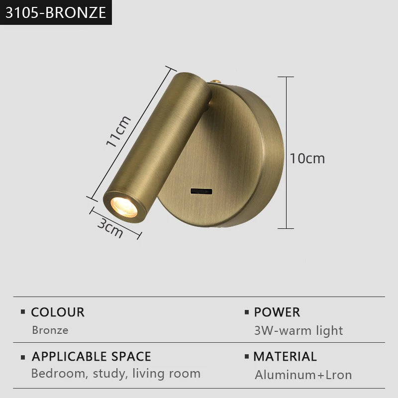 Modern LED Wall Lights Rotatable Adjustable Reading Lights Bedroom Bedside Living Room Study Room Household Lighting Fixtures