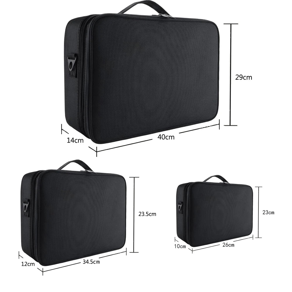 Large Capacity Makeup Case - 3 Sizes Cosmetic Organizer Brush Bag Barber Train Case for Makeup Artists Hair Cutter Sets
