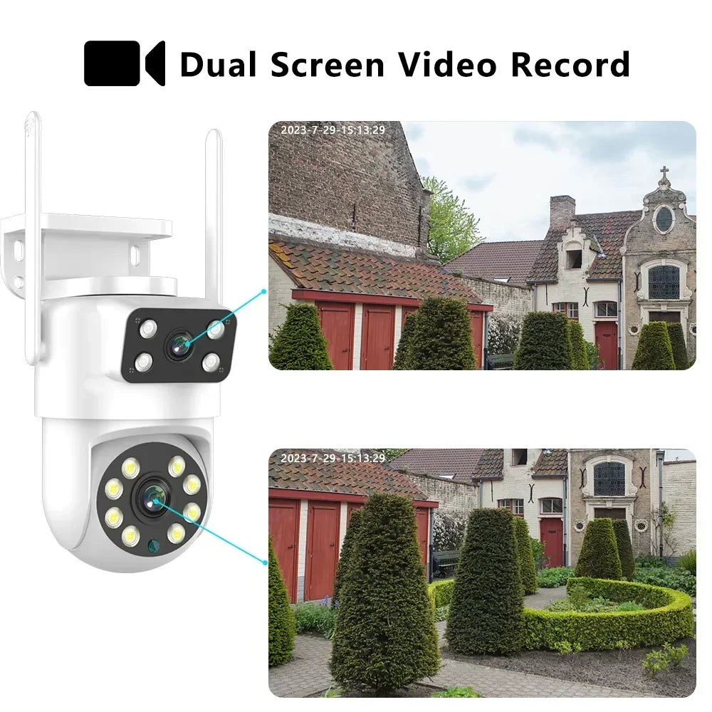 4K 8MP  Tuya Dual Lens PTZ WIFI Camera Full HD Dual Screen Ai Human Auto Tracking Outdoor 4MP Security Video Surveillance Camera