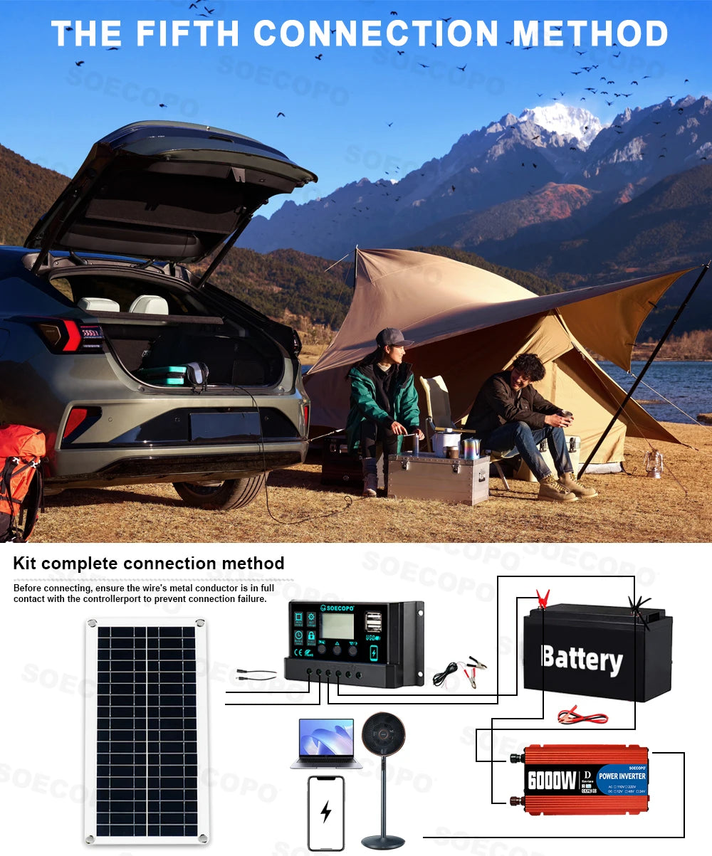 6000W Inverter & Solar System Complete Kit 12V To 110V/220V 100A Controller 300W Panel Off-Grid System for Home/Camping Backup