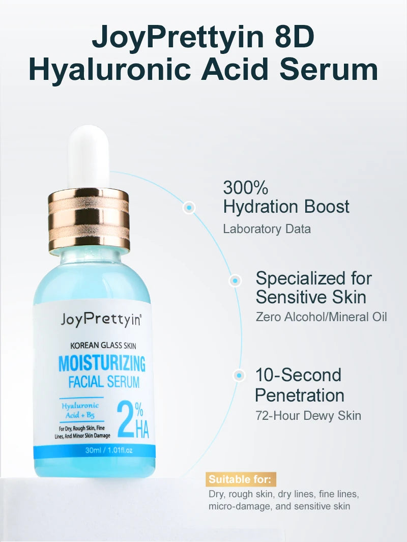 JoyPrettyin Moisturizing Face Serum Hyaluronic Acid Facial Essence Reduces Dry Fine Lines Korean Skin Care