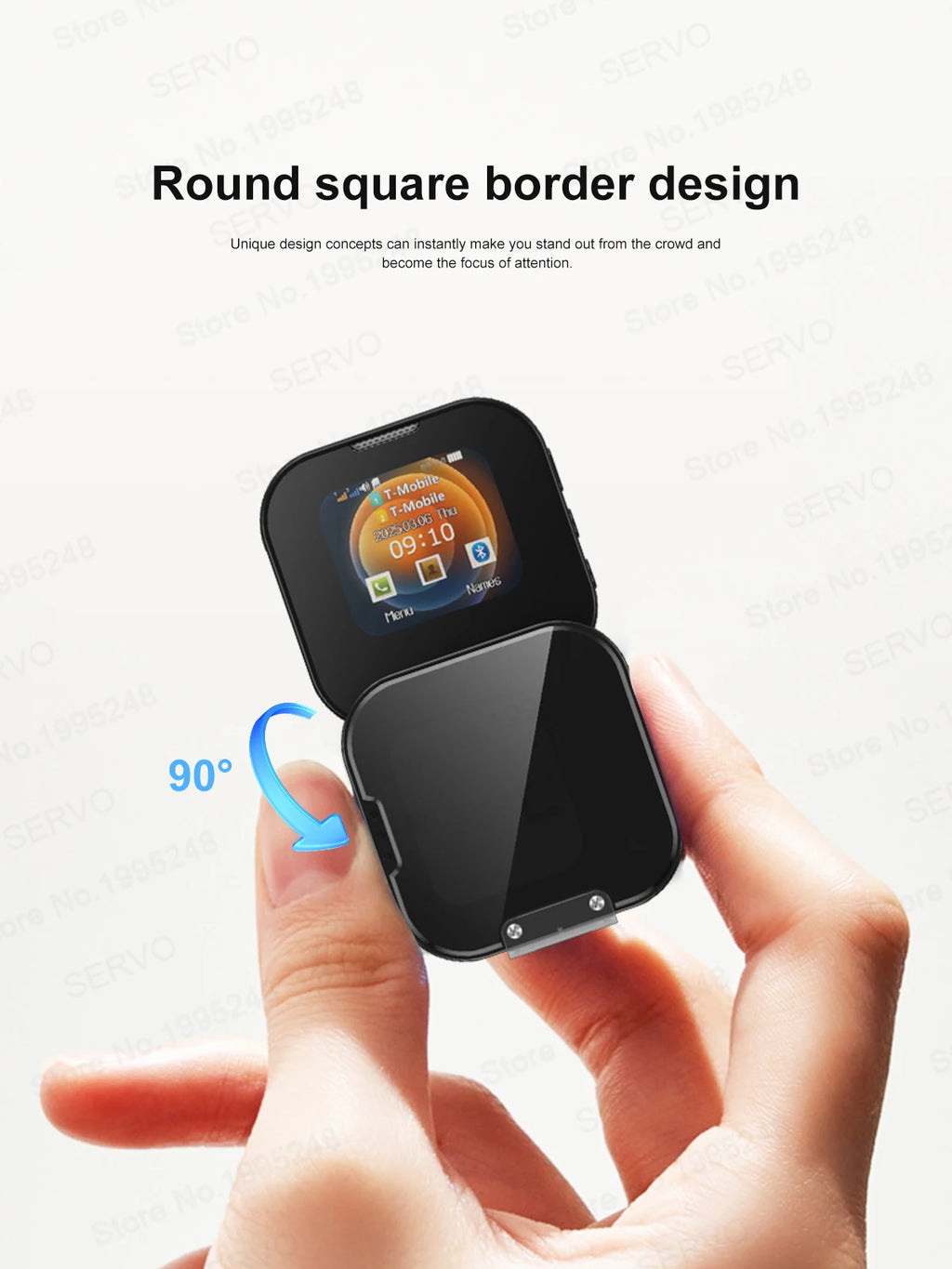SERVO I19 Rotate Small Box Touch Mobile Phone 2SIM Standby Magic Voice Bluetooth Sync Music Torch Mini Rotation Cellphone Type-C
