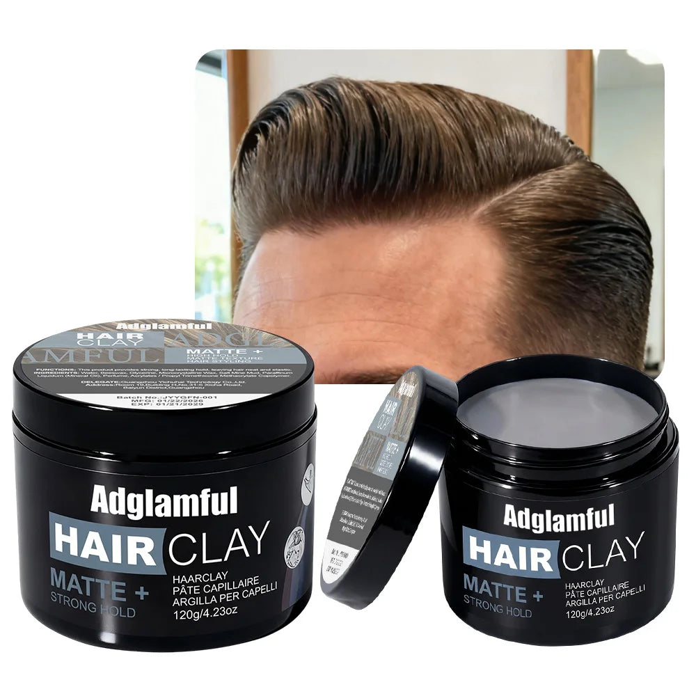Adglamful Matte Hair Clay 120g -Cologne, Strong Hold, Lightweight, Non-Greasy, Reusable, Natural Look for Men