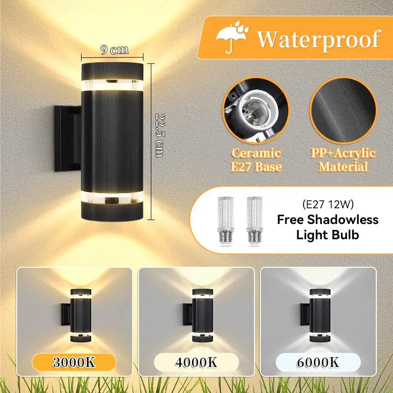 Outdoor LED Wall Lights  Replaceable Light Bulb E27 Waterproof Wall Lamp for Modern Home Interior Stairs Lighting Decoration