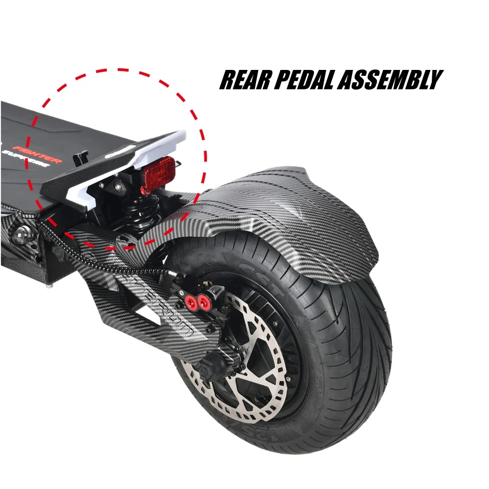 Rear Pedal Assembly for TEVERUN Electric Scooter FIGHTER 11 11+ SUPREME ULTRA PLUS 7260R Plate With Silicone Pad & Plastic Cover