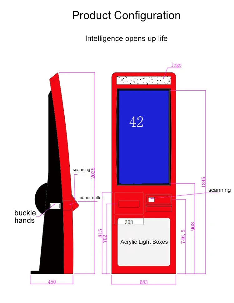 32-Inch Touch Screen Restaurant Self-Service Ordering & Checkout Kiosk with Floor-Standing Design for Indoor Use