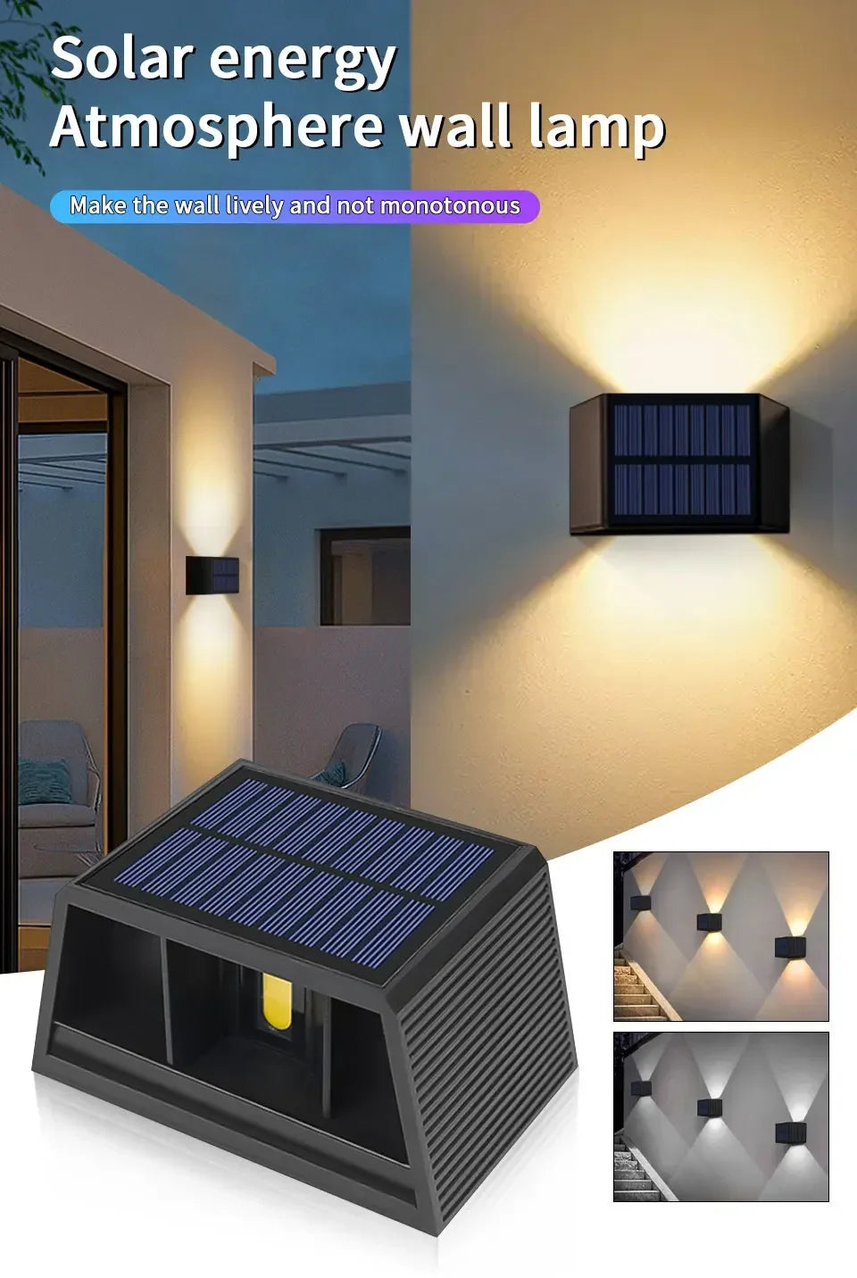 Outdoor Solar Fence Light LED Wall Lamp Waterproof Dusk to Dawn Deck Lights Outdoor Lighting For Garden Balcony Staircase Patio