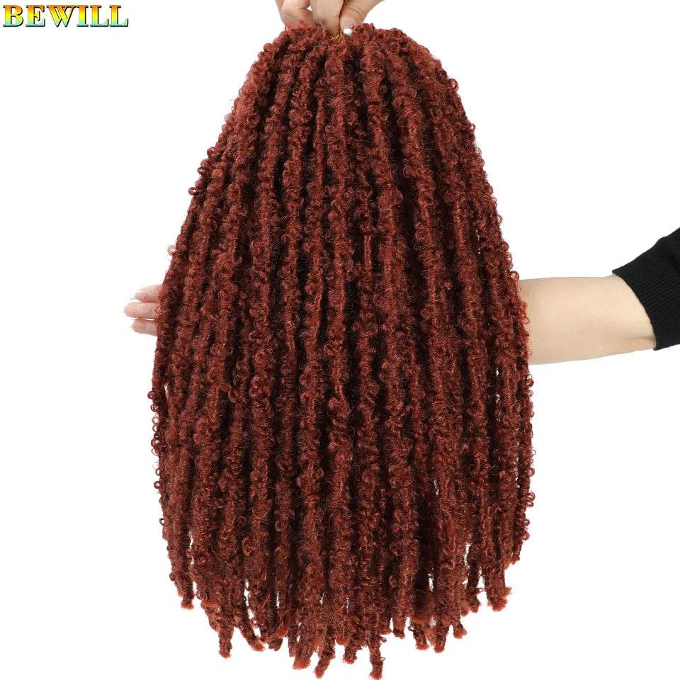 BEWILL 12 14 18 24 Inch Butterfly Locs Crochet Hair Pre-looped Synthetic Distressed Faux Braids Hair Soft Locs Goddess Locs Hair