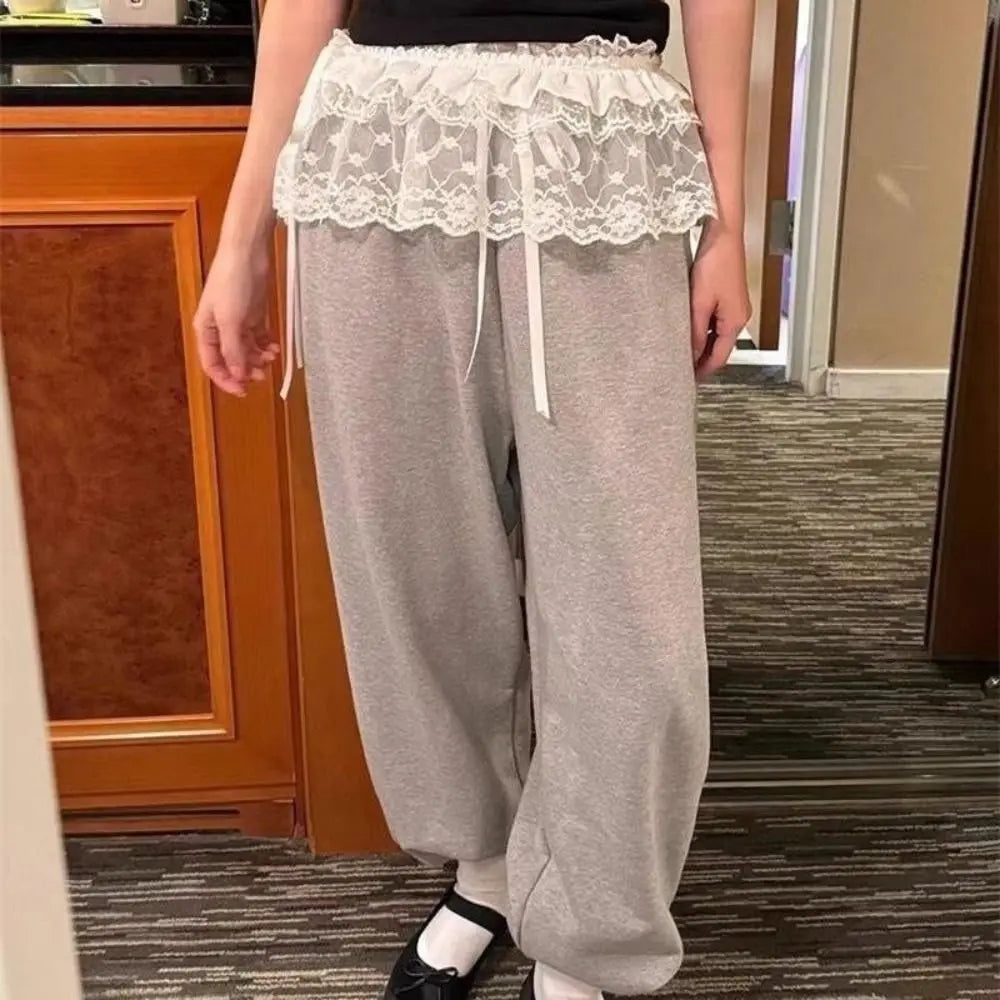 Polyester Embroidered Flower Lace Mini Skirt See Through Y2K Streetwear Ruched Skirts Harajuku Butt Curtain Jeans Decoration