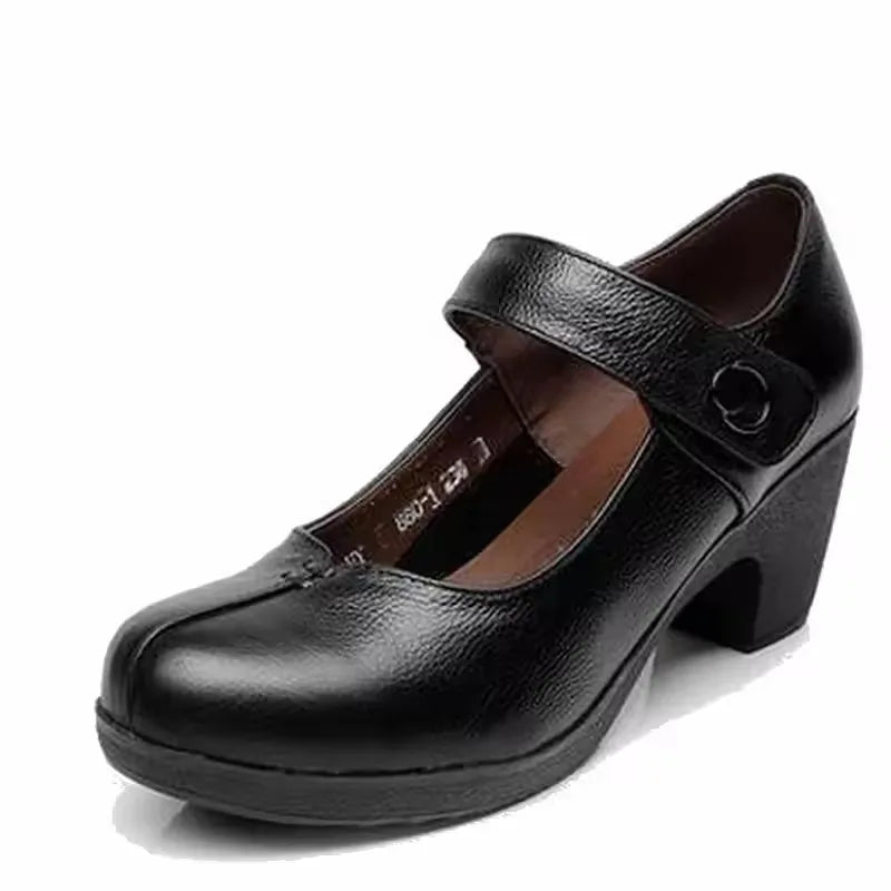 GKTINOO Spring Autumn Shoes Woman 2025 Genuine Leather Women Pumps Lady Leather Round Toe Platform Shallow Mouth Shoe Size 32-42
