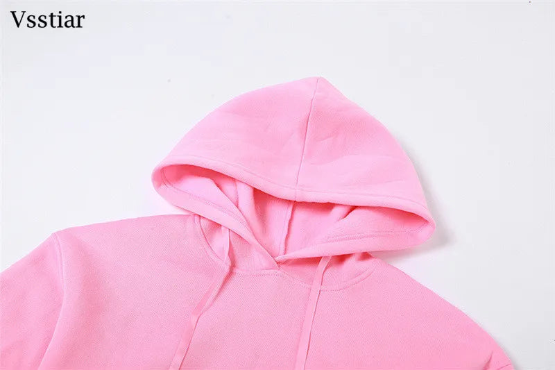 Vsstiar Women Three Piece Set Long Sleeve Hooded Crop Top Irregulary Tanks Pockets Pants Casual Tracksuit Fashion Female Clothes