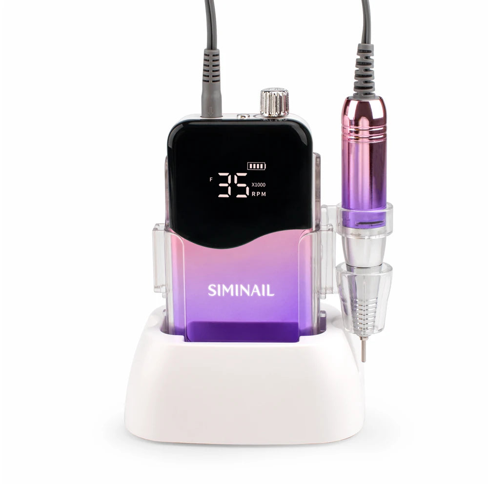 SIMINAIL Professional Nail Drill Machine 35000RPM Portable Electric Nail File Rechargeable Manicure Machine Set Efile Bit Kit