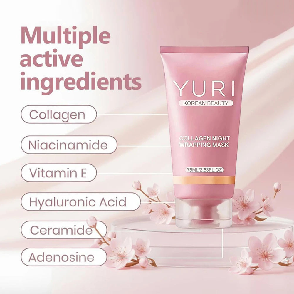 75ml Collagen Overnight Wrapping Peel Off Face Mask Skin Care Night Mask for Reduce Fine Lines Dullness Anti-Aging Skin Car