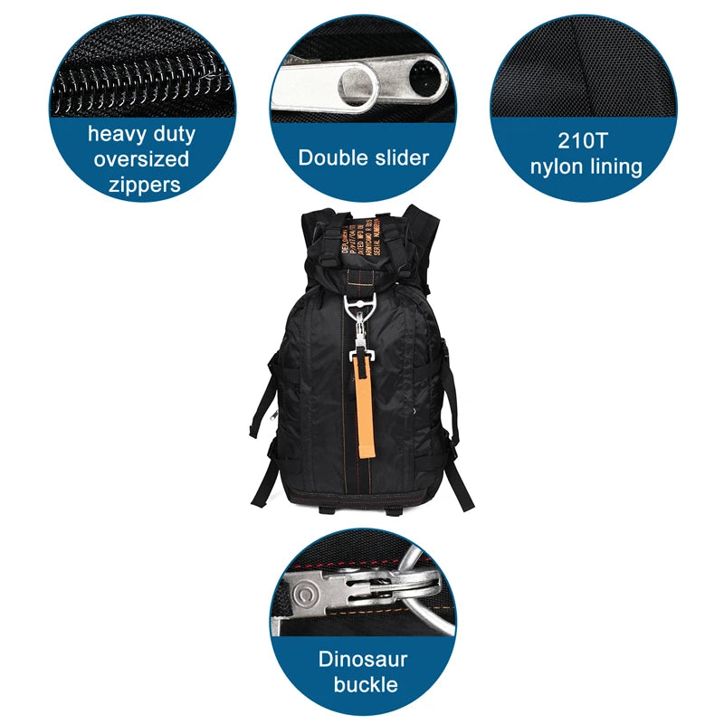 Nylon Waterproof Backpack Climbing Travel Bags Lightweight Hiking Backpacks Outdoor Sport School Bag for Men Women Black