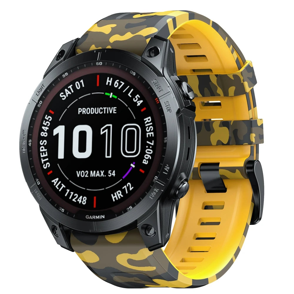 Sports Silicone Camouflage Strap For Garmin Fenix 7 7X Pro Solar Band Epix Pro (Gen 2) 47/51mm 6X Pro Bracelet 22/26mm Watchband
