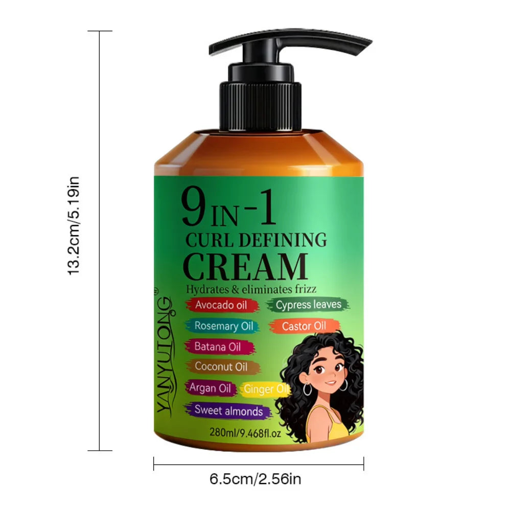 280ml Curly Hair Styling Cream, Moisturizing and Smoothing Formula, Enhances the Elasticity and Shine of Curly Hair, Easy to Set