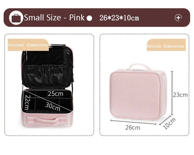 Large Capacity Makeup Case - 3 Sizes Cosmetic Organizer Brush Bag Barber Train Case for Makeup Artists Hair Cutter Sets