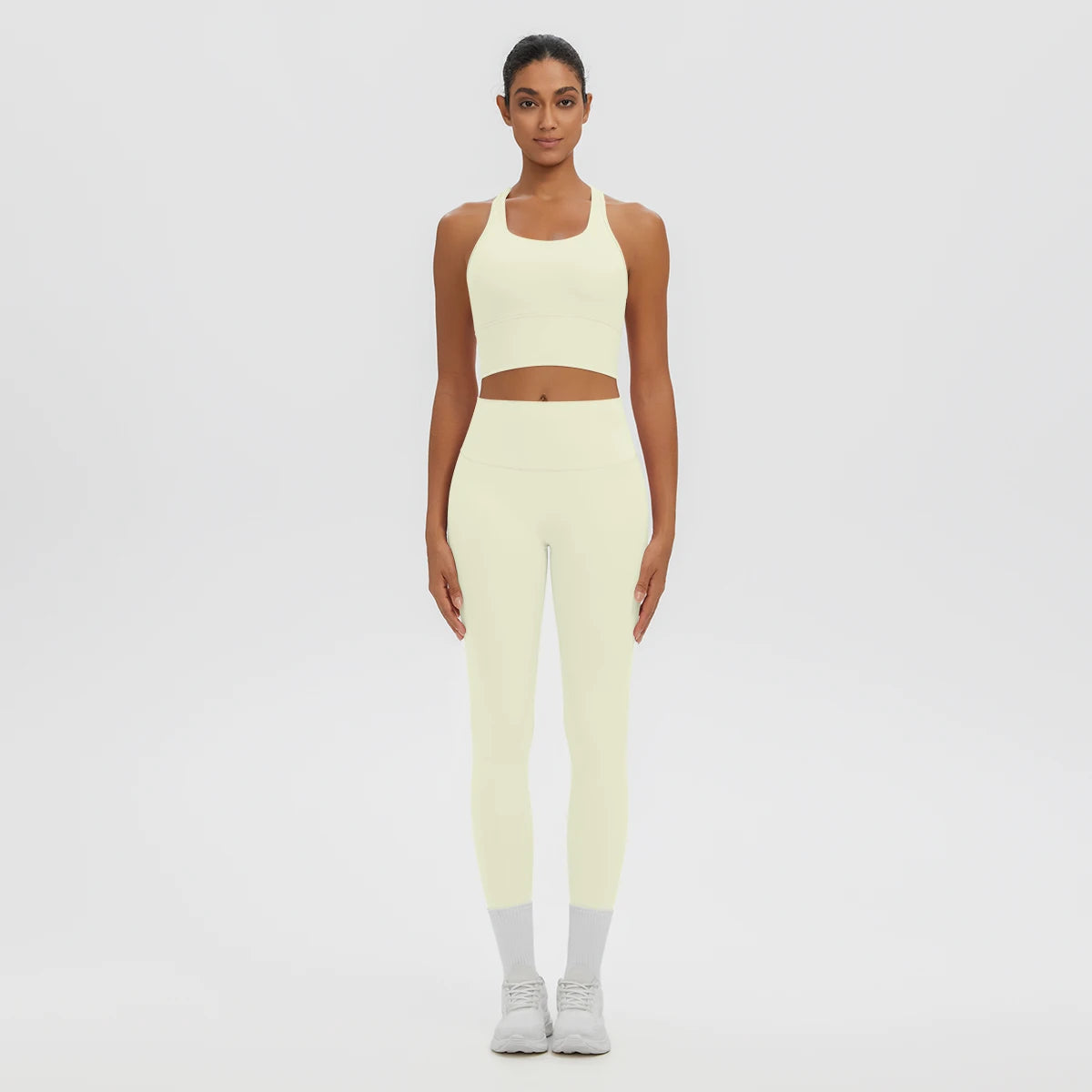 2PCS Women's Sports Pants Yoga Set Sexy Backless I-shaped Vest with Chest Pad Shock-absorbing Running Yoga Tank Top Yoga Pants