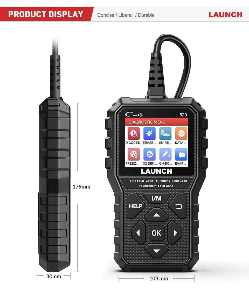 LAUNCH Creader 529 CR529 OBD2 Scanner Automotive Diagnostic Tools OBDII Code Reader Car Diagnost Auto Scan Tools Engine Check
