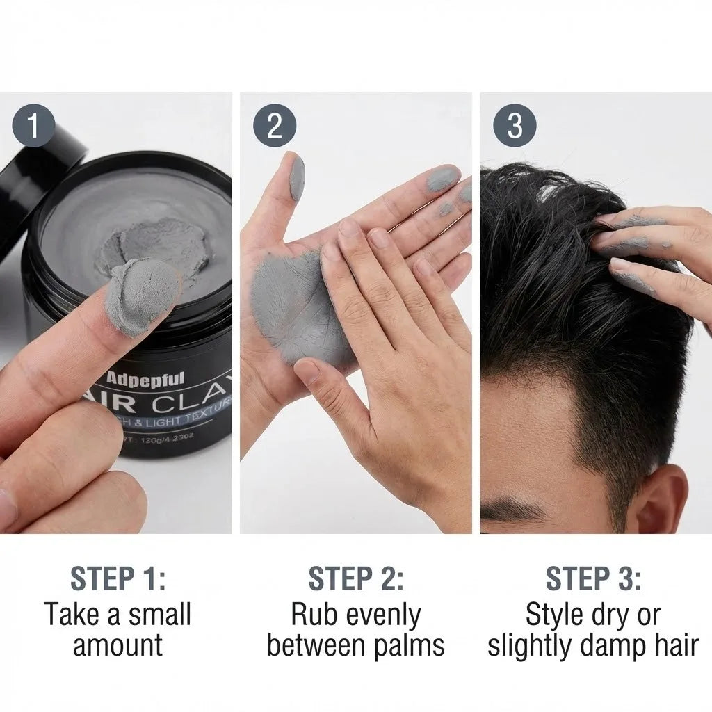 Adglamful Matte Styling Clay 120g Strong Hold Texturizing Non Greasy Low Shine Hair Mud for Modern Men Look