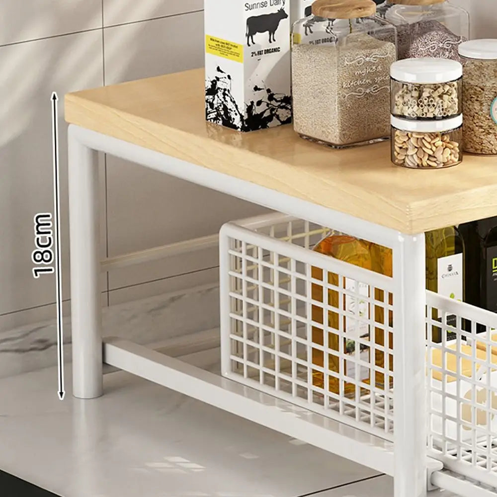 Multi-Functional With Drawers Microwave Stand Space Saving Countertop Storage Multi-Appliance Rack Microwave Rack Toaster Oven