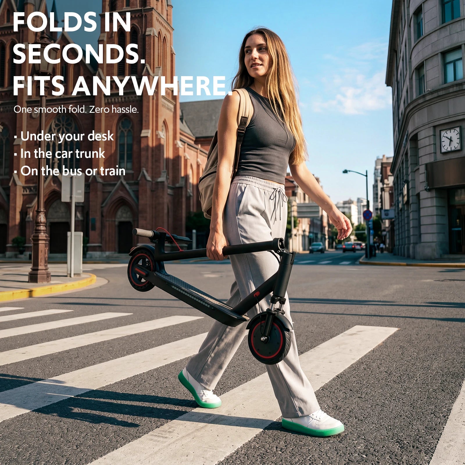 Electric Scooter Adults, Foldable E-Scooter with Front Suspension & Front/Rear Turn Signal Lights, 10" Large Honeycomb Solid Tires, 550W Motor, 36V 10.5AH Battery, Up to 20 Miles Range & 22 MPH